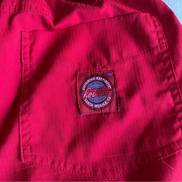 KOI Lite Peace 6-Pockets Straight Leg Cargo Scrub Pants, Women’s XS Tall, Red - Picture 6 of 9